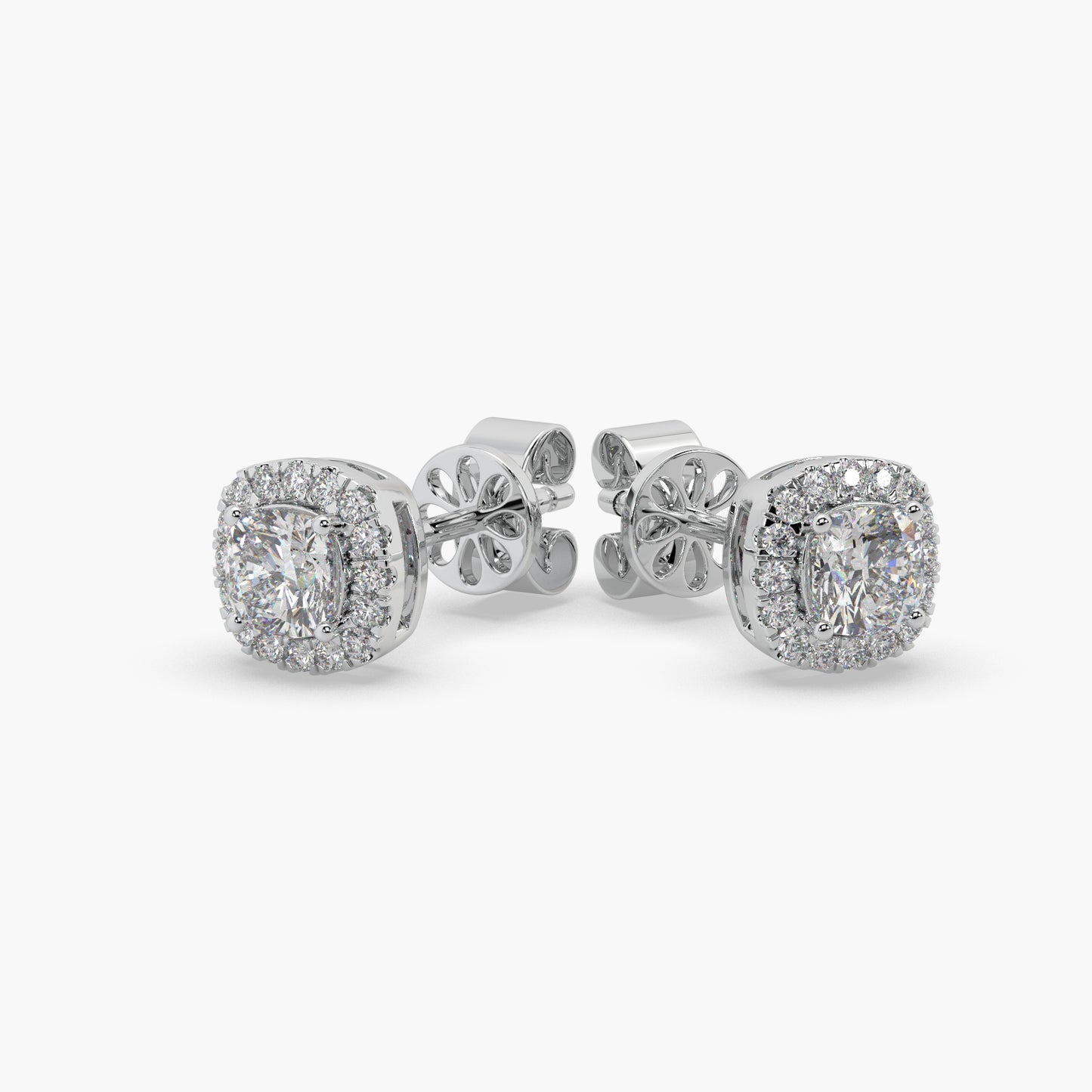 Guru Jewel's Cushion Shaped Fancy Diamond Studded Captivating Silver Earrings For Her