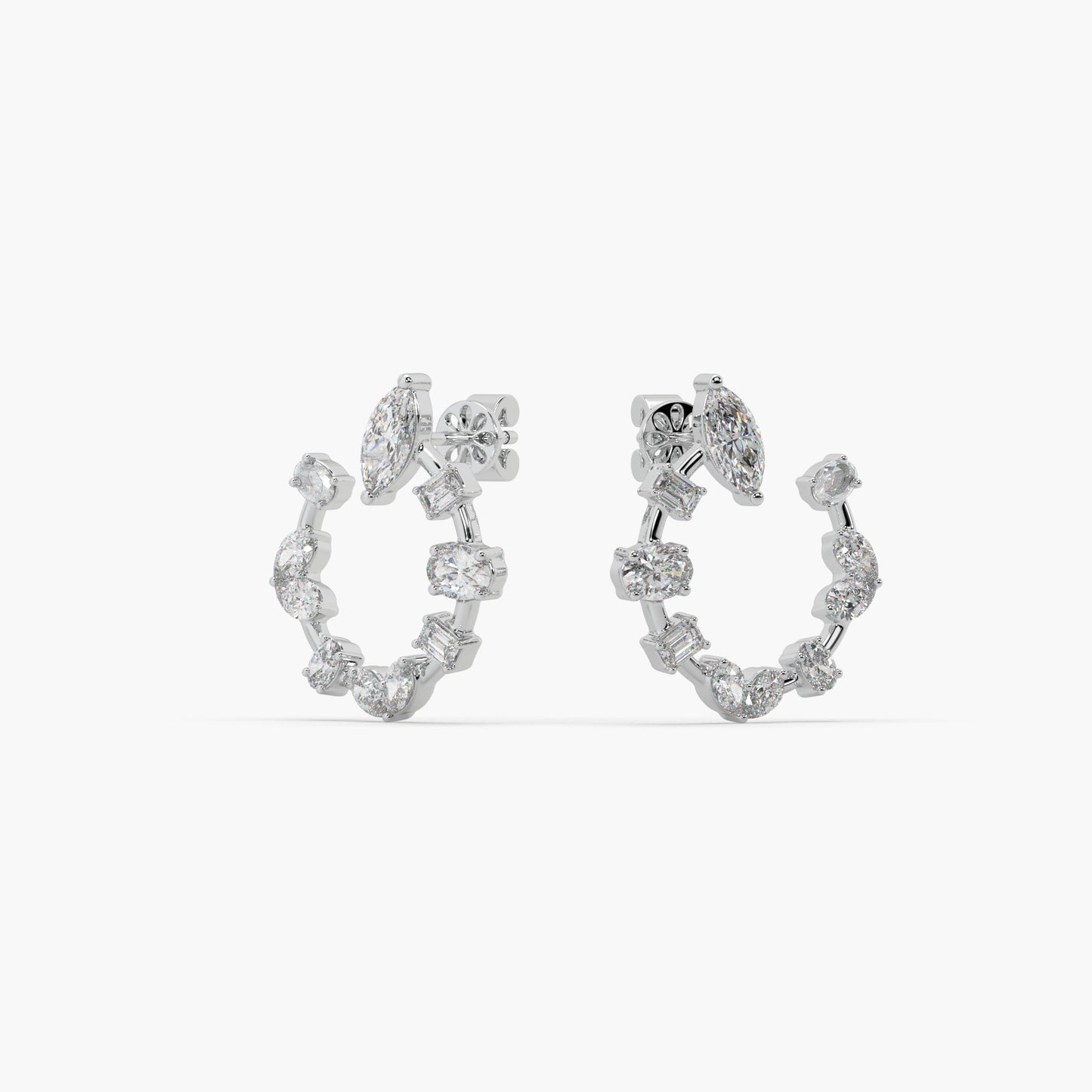 Guru Jewel's Fancy Diamond Studded Astonishing Silver Earrings For Her