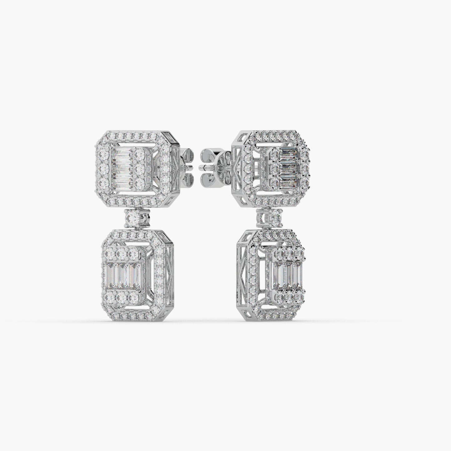 Guru Jewel's Diamond Studded Captivating Silver Earrings For Her