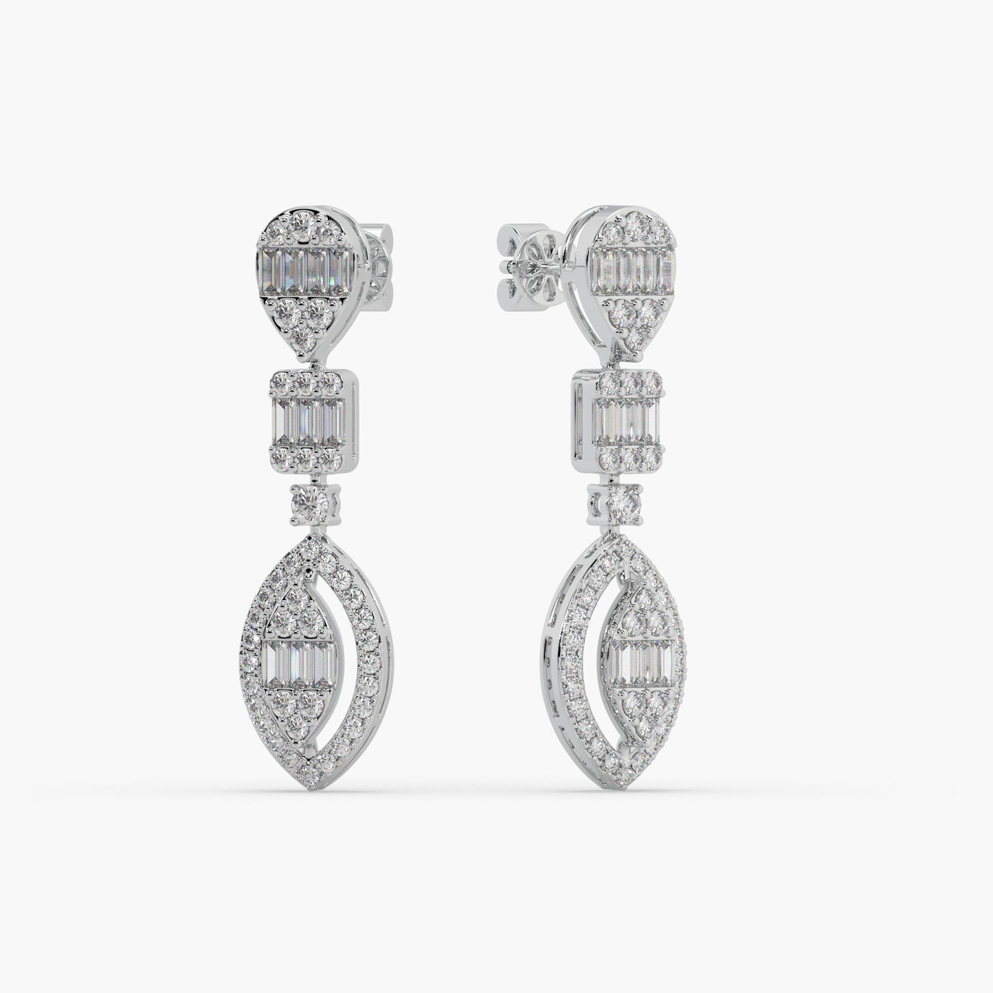 Guru Jewel's Diamond Studded Alluring Silver Earrings For Her
