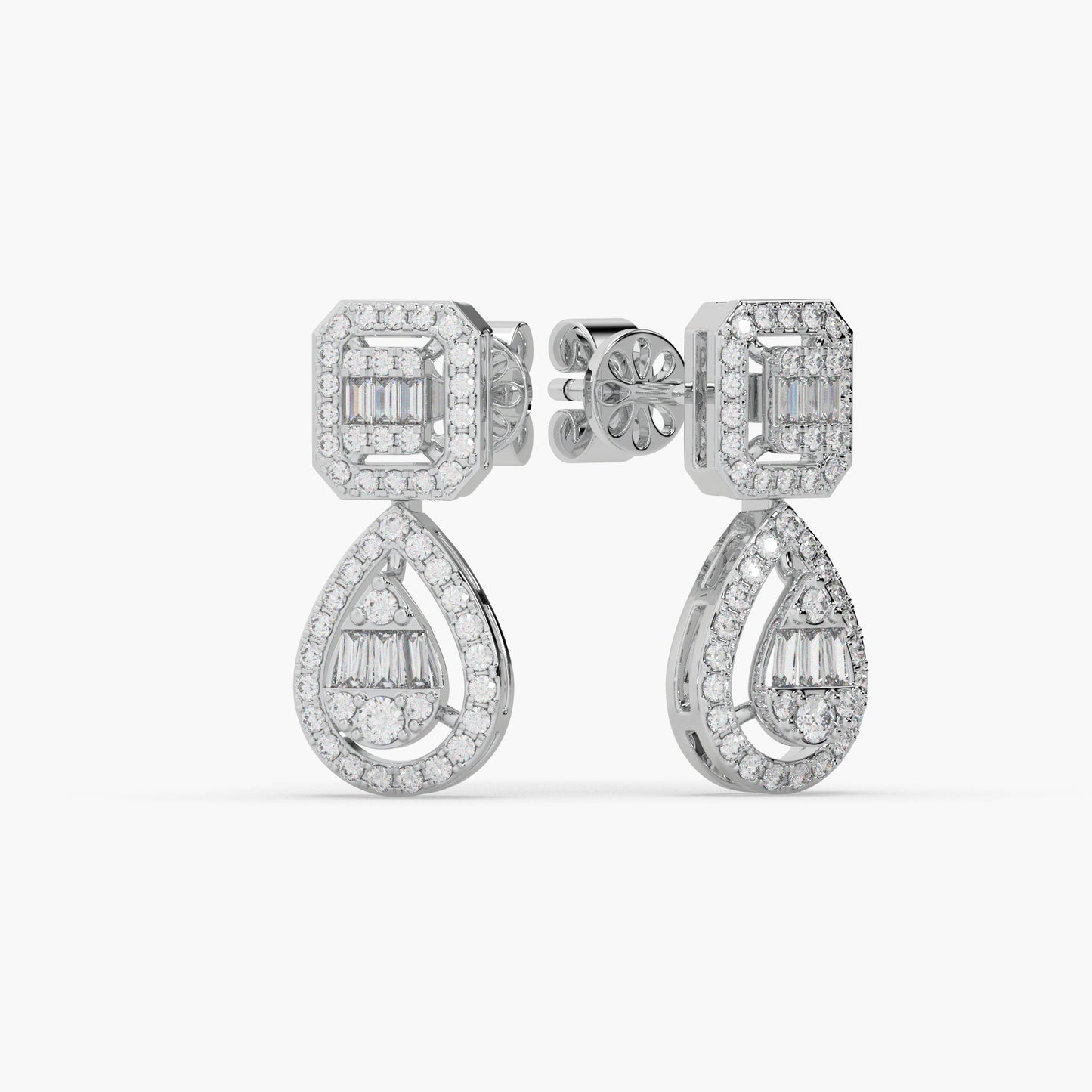 Guru Jewel's Diamond Studded Devastating Silver Earrings For Her