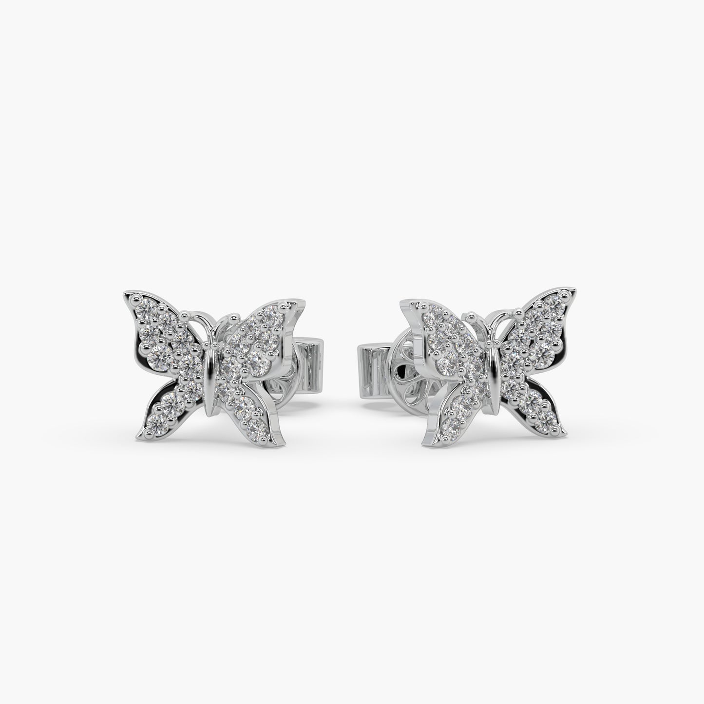 Guru Jewel's Moissanite Studded Silver Butterfly Earings For Her