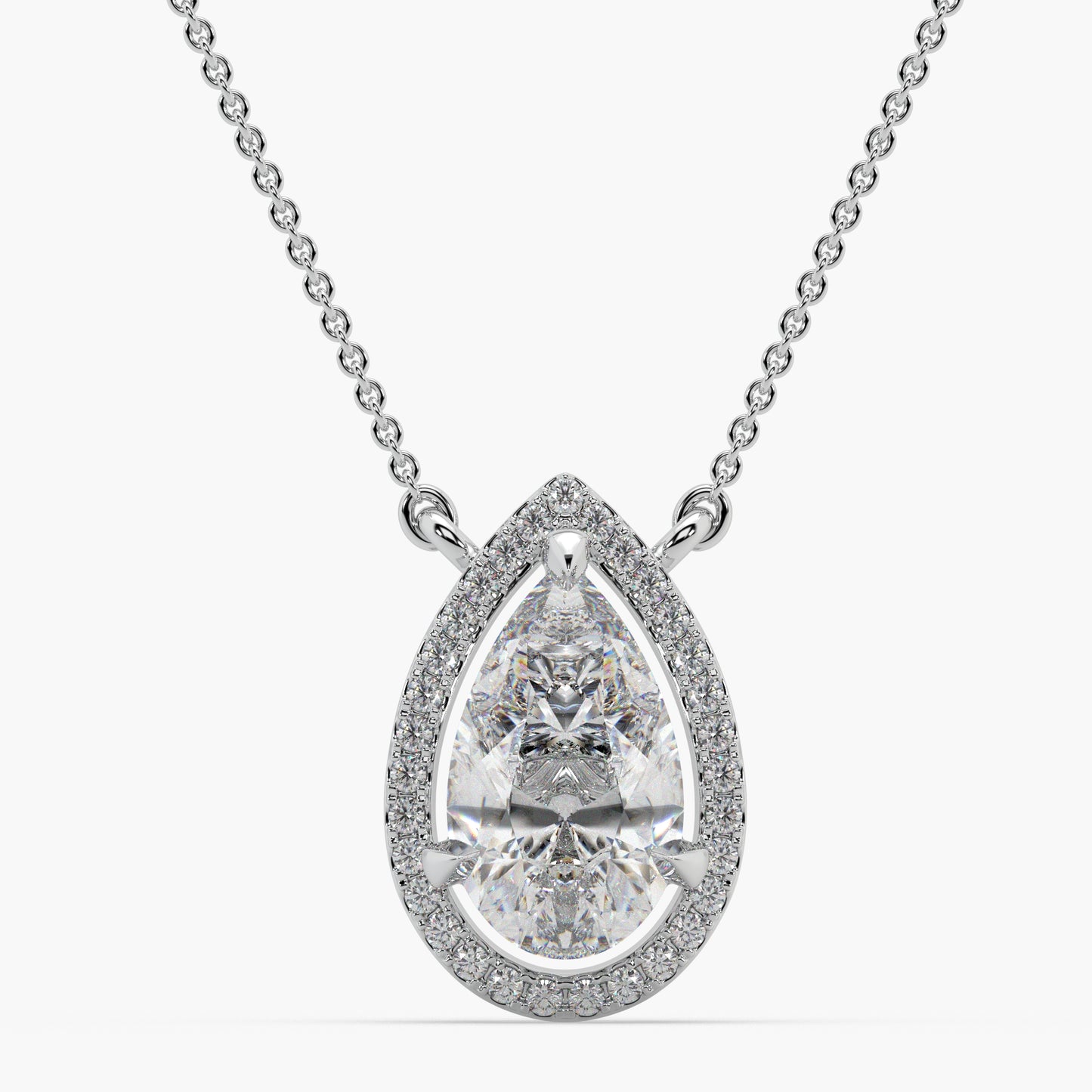 Guru Jewel's Pear Shaped Diamond Studded In Silver Only Pendant For Her