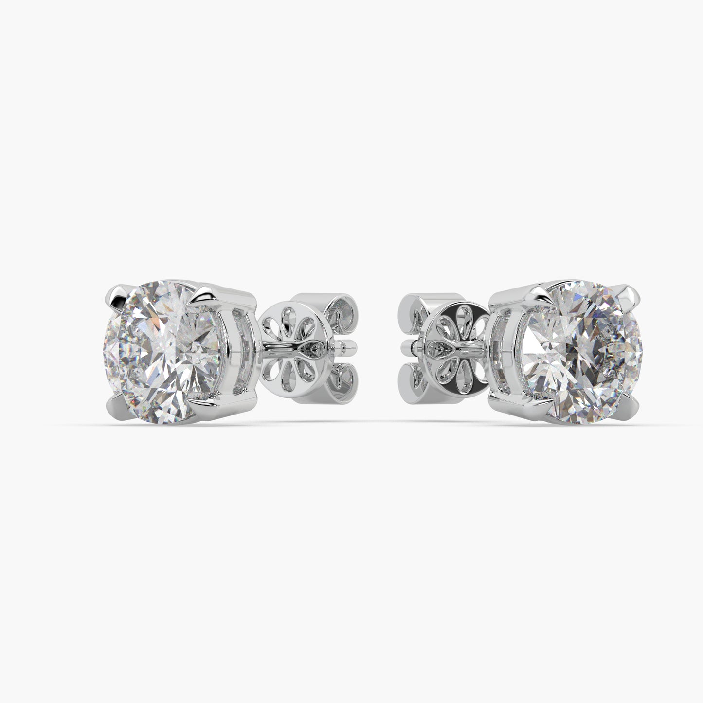 Guru Jewel's  Round Solitaire Studded In Silver Earrings For Her