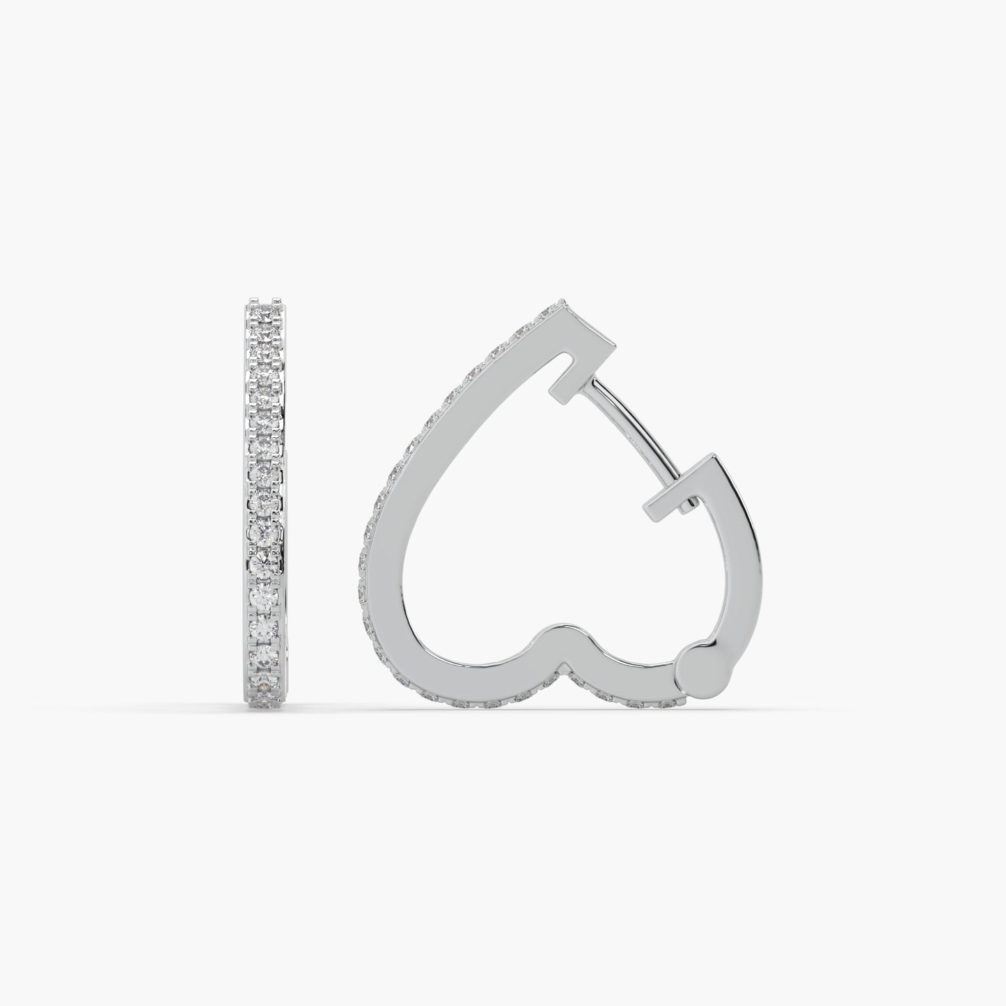 Guru Jewel's Round Diamond Studded Hear Shaped Beautiful Silver Earrings For Her