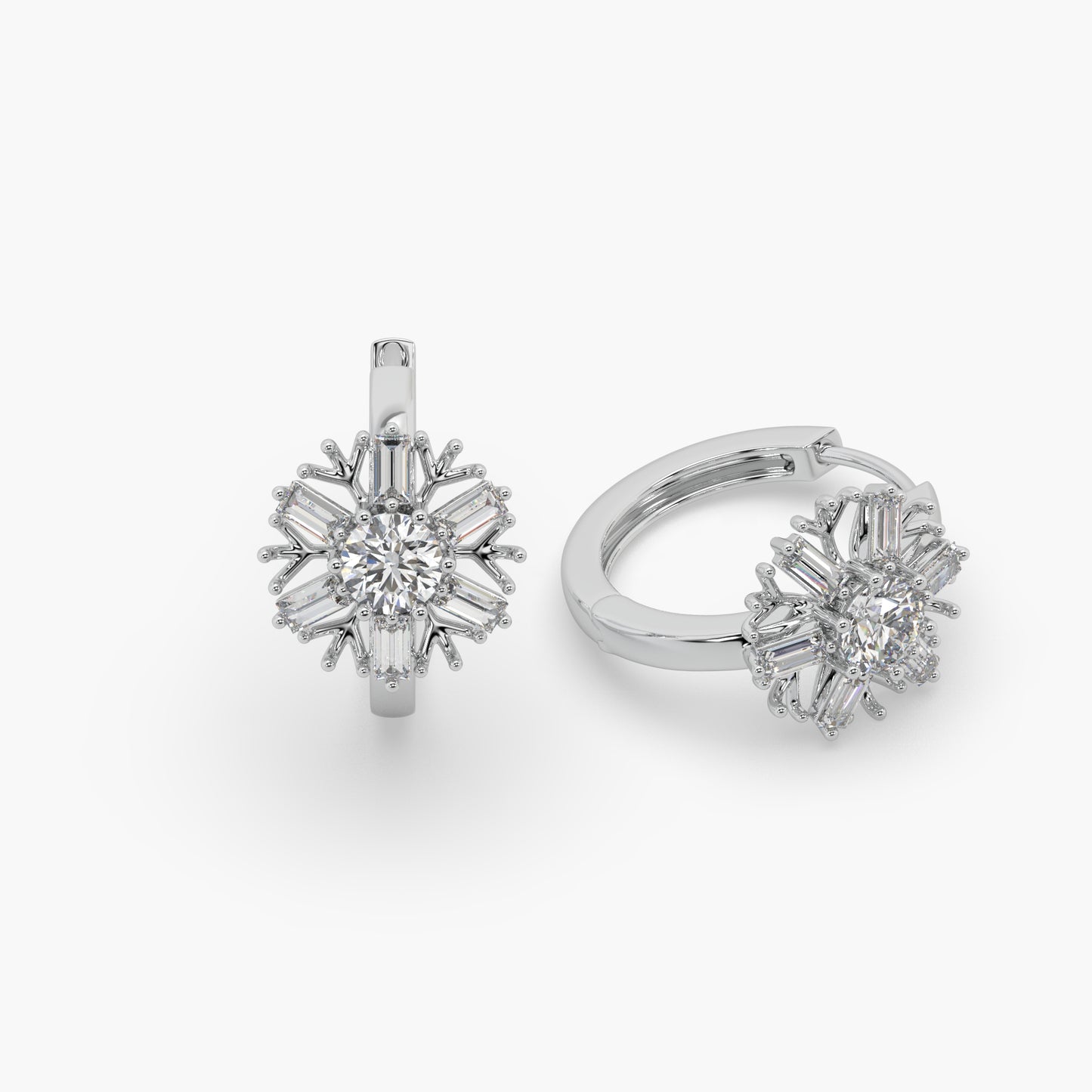 Guru Jewel's Round And Buagget Diamond Studded Bali Silver Earrings For Her