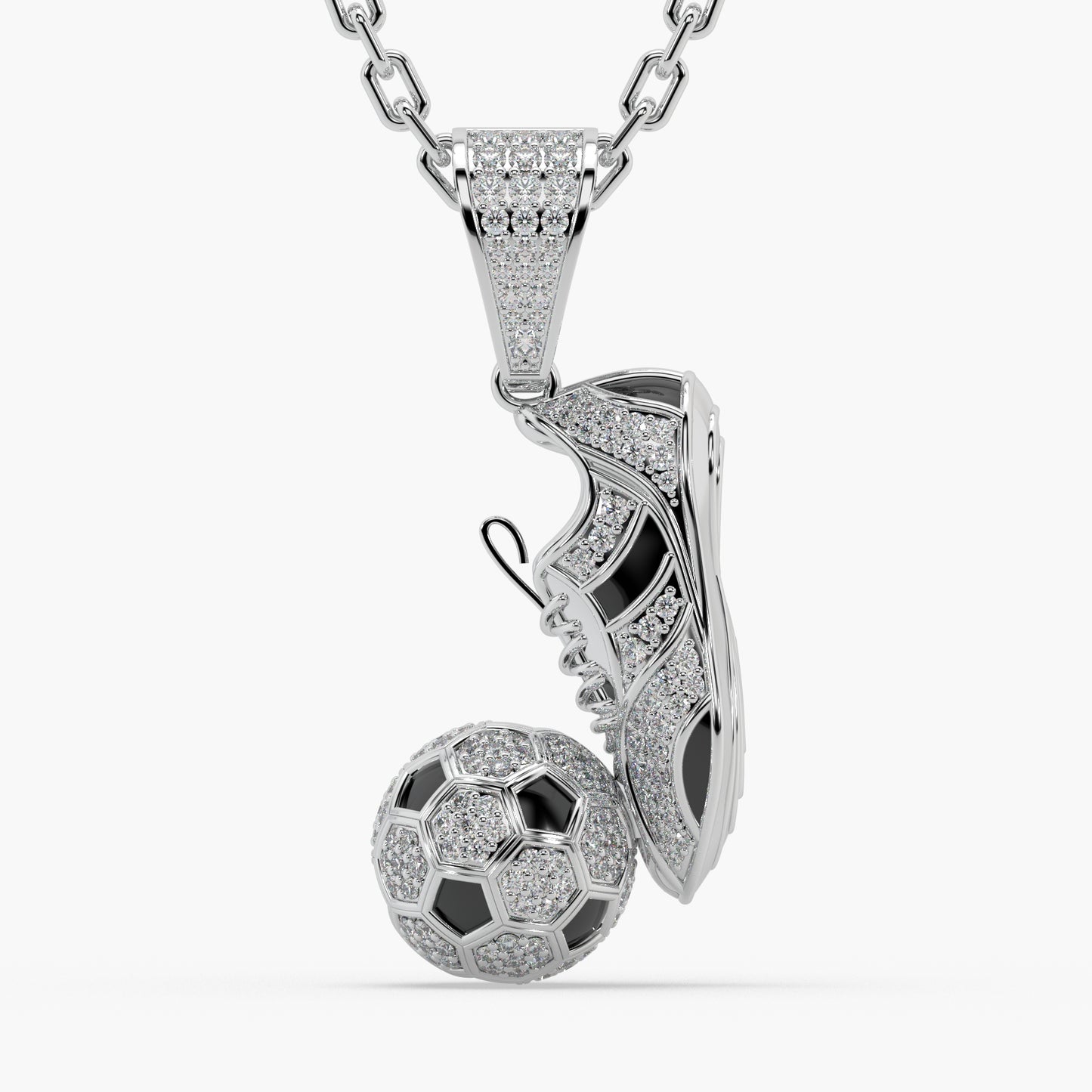 Guru Jewel's Football Special Diamond Studded Silver Only Pendant