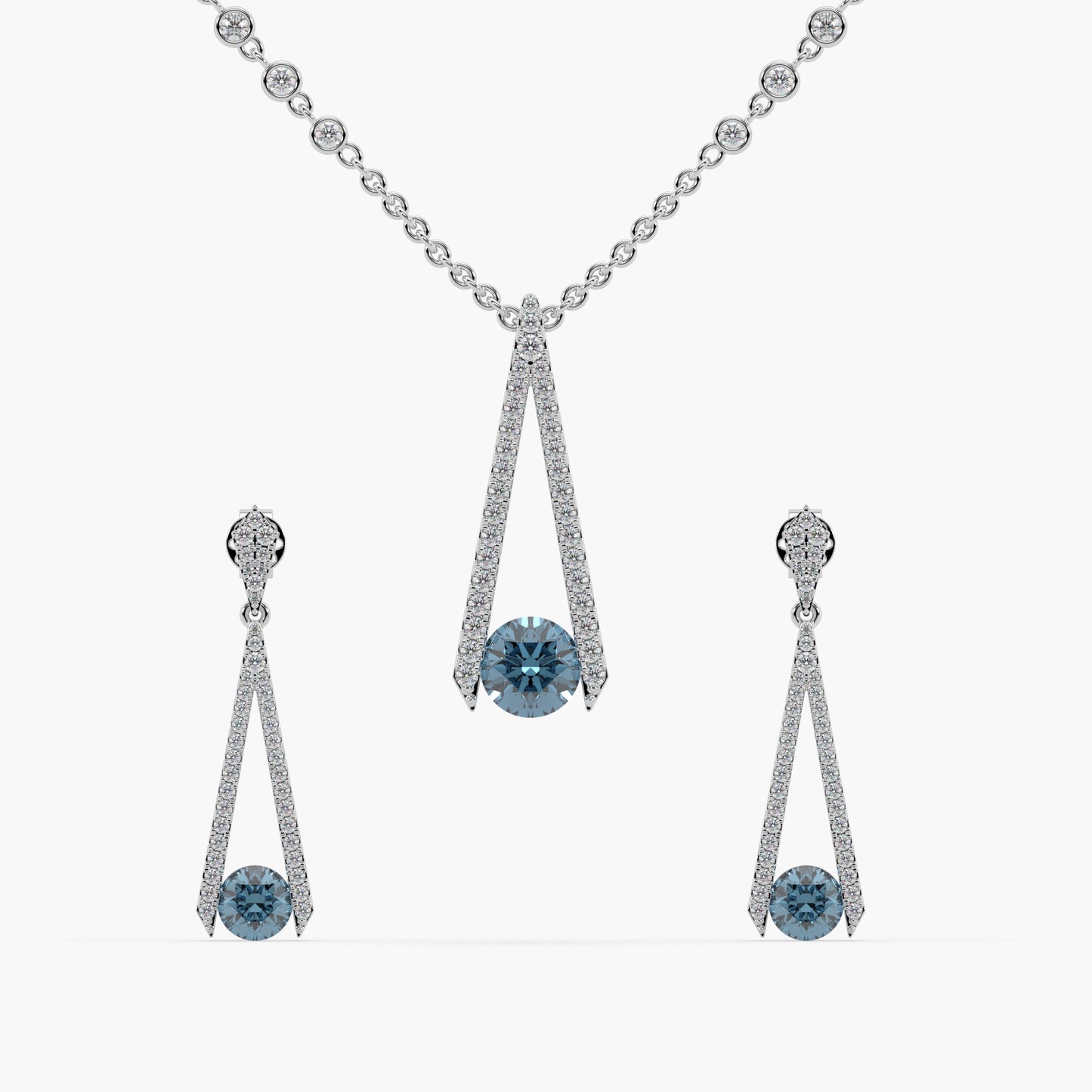 Guru Jewel's Fascinating Blue Stone Studded Silver Pendant Set For Her