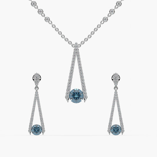 Guru Jewel's Fascinating Blue Stone Studded Silver Pendant Set For Her