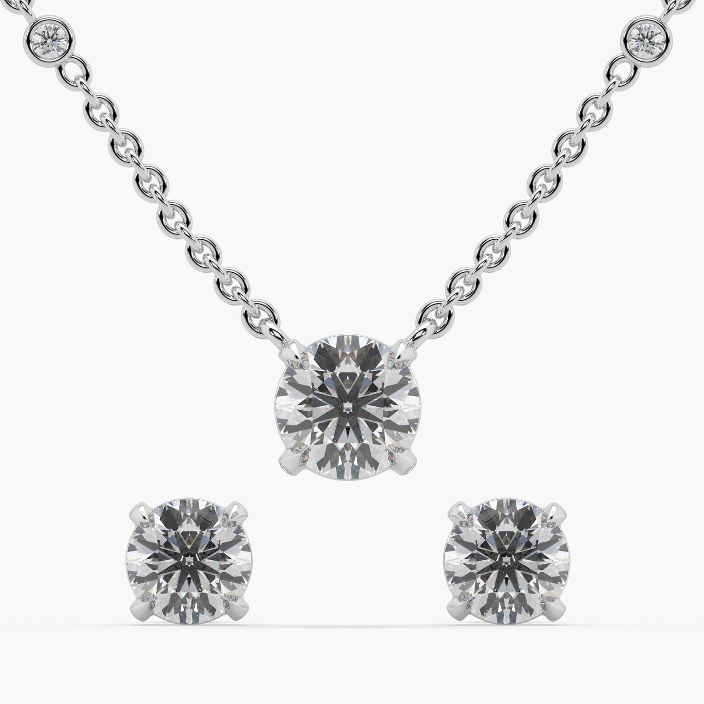 Guru Jewel's Round Solitaire Studded Devastating Silver Pendant Set For Her