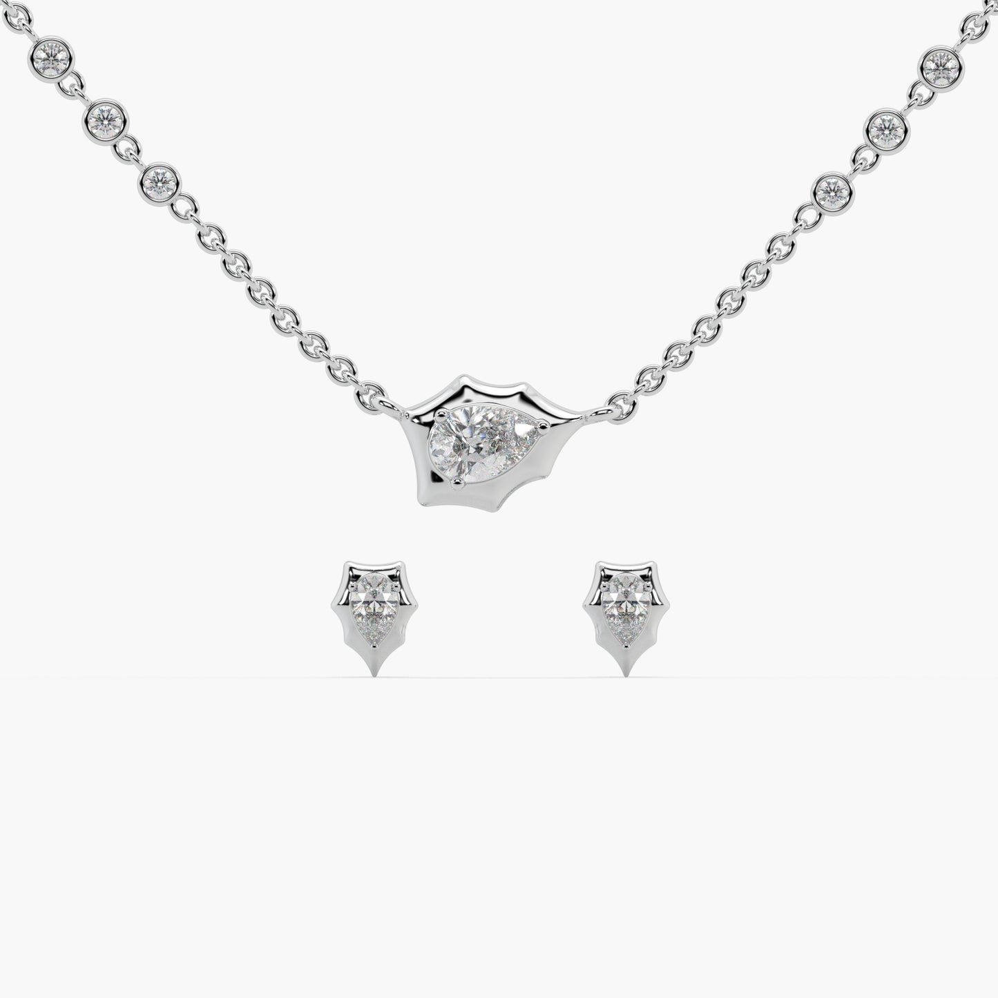 Guru Jewel's Fabulous Fancy Shaped Diamond Studded Silver Pendant Set For Her