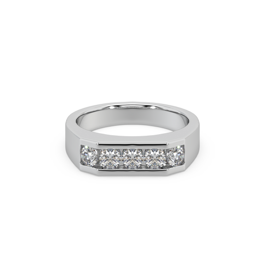 3.8mm Round Channel Round Diamond Gents Ring For Him