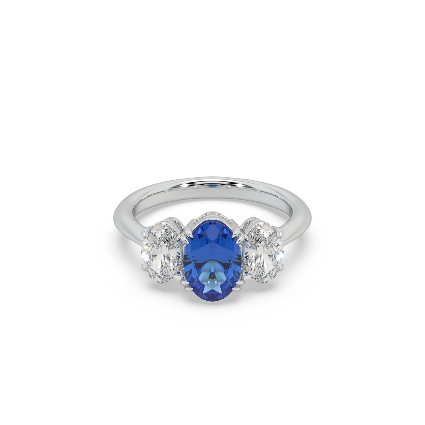 Exclusive Oval Shape Stone 925 Silver And Fancy Diamond Studded Ladies Ring For Her