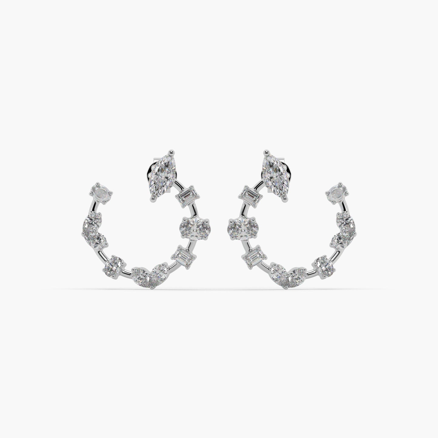 Guru Jewel's Fancy Diamond Studded Astonishing Silver Earrings For Her