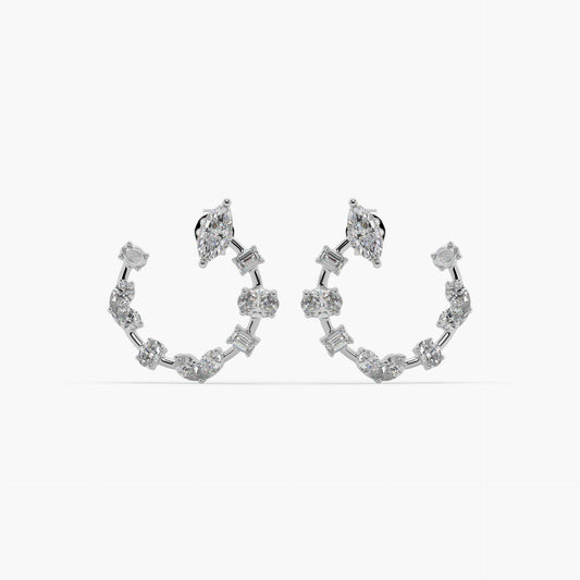 Guru Jewel's Fancy Diamond Studded Astonishing Silver Earrings For Her