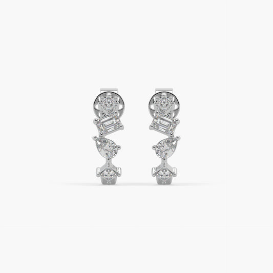 Guru Jewel's Multi Shape Diamond Studded Fascinating Silver Earrings For Her