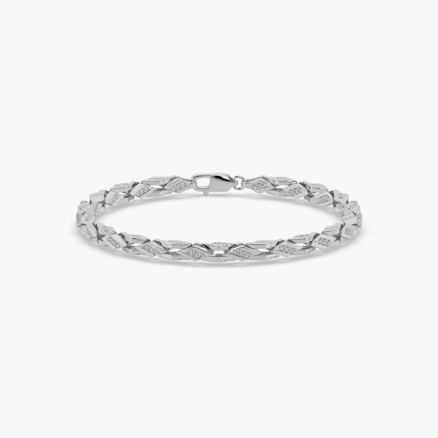 Guru Jewel's Exclusive Round Diamond Studded Tennis Silver Bracelet