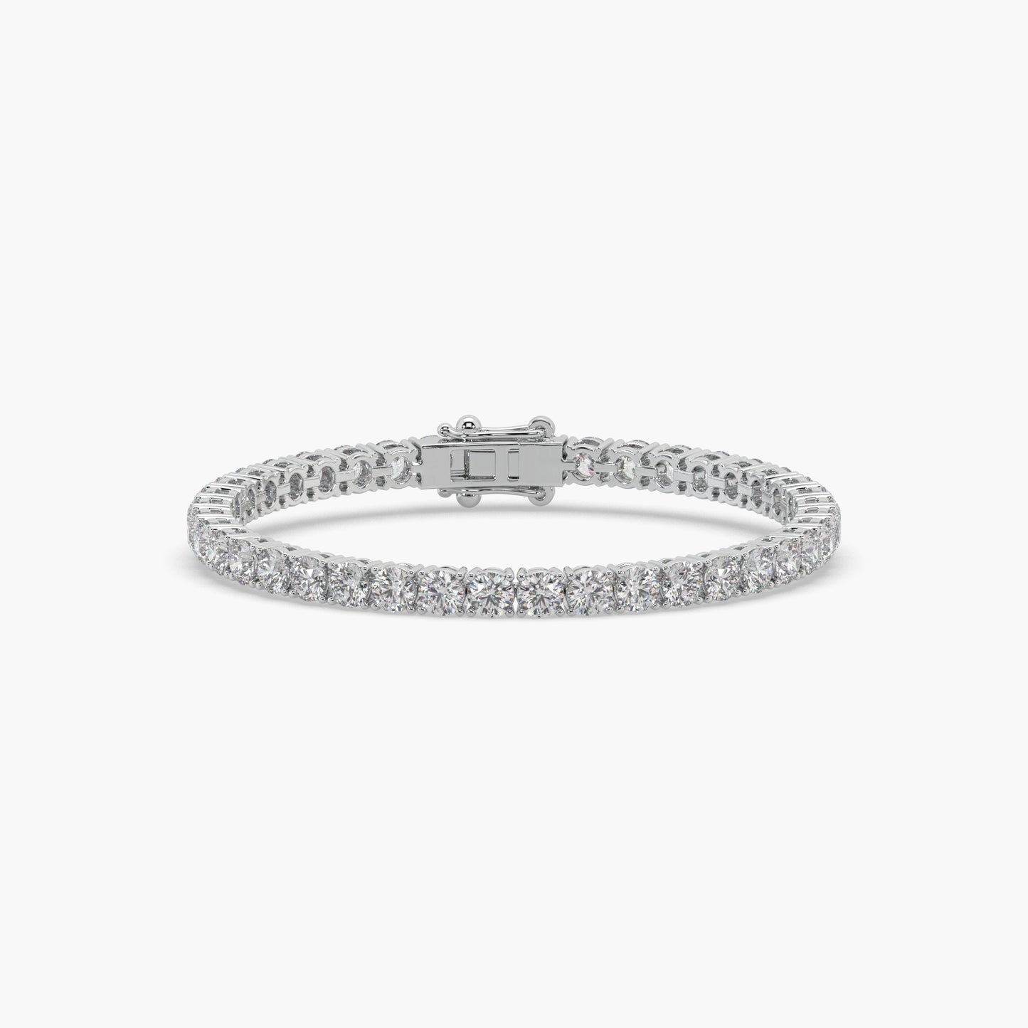 Guru Jewel's Glamorous 4.00 MM Round Solitaire Diamond Studded Silver Tennis Bracelet