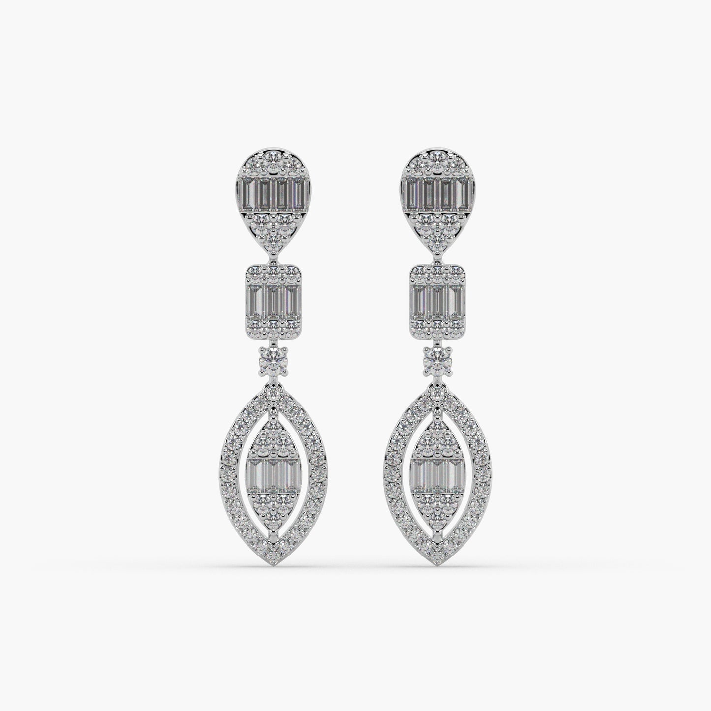 Guru Jewel's Diamond Studded Alluring Silver Earrings For Her