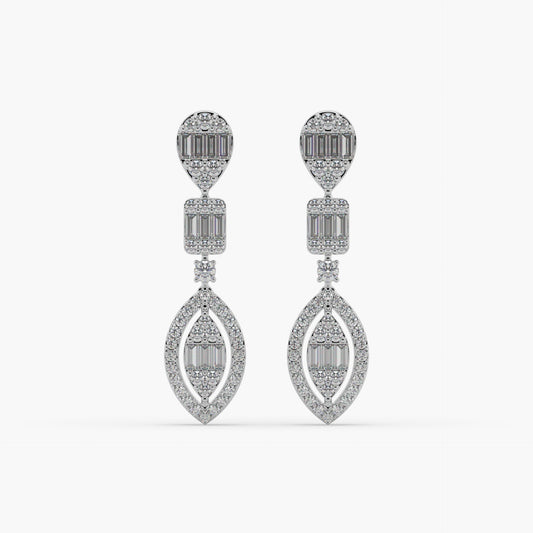 Guru Jewel's Diamond Studded Alluring Silver Earrings For Her