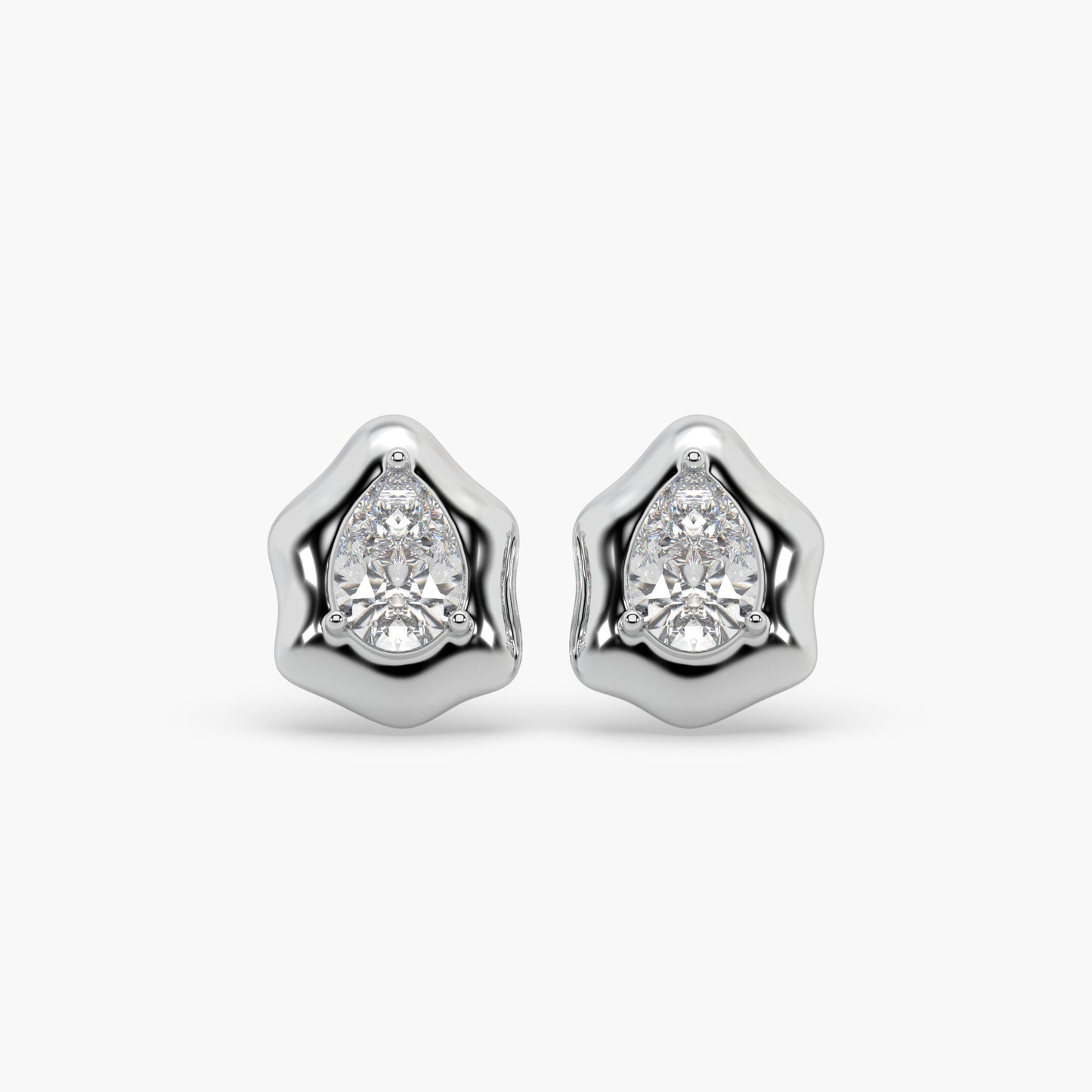 Guru Jewel's Attractive Fancy Pear Shape Diamond Studded Silver Earrings For Her