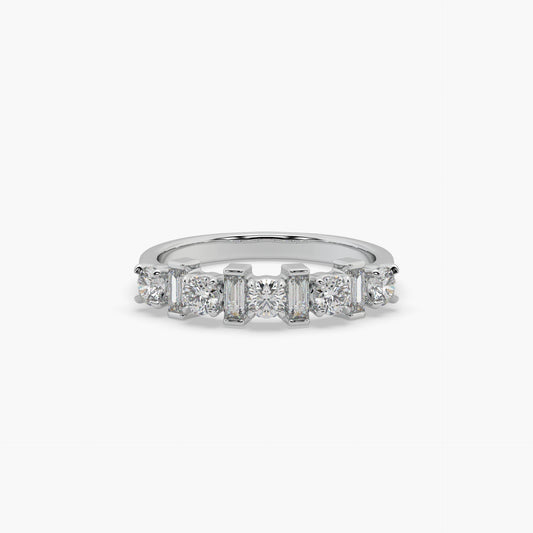 Guru Jewel's Bugget And Round Studded Silver Band Ring For Her