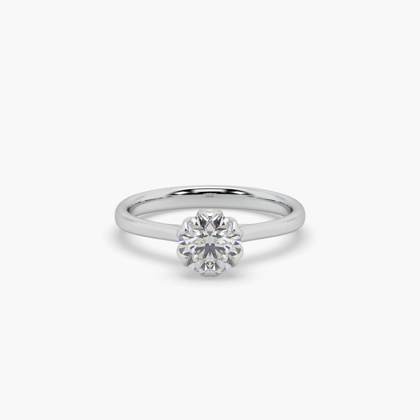 Guru Jewel's Round Solitaire Diamond Studded Silver Ring For Her