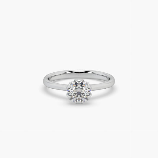 Guru Jewel's Round Solitaire Diamond Studded Silver Ring For Her