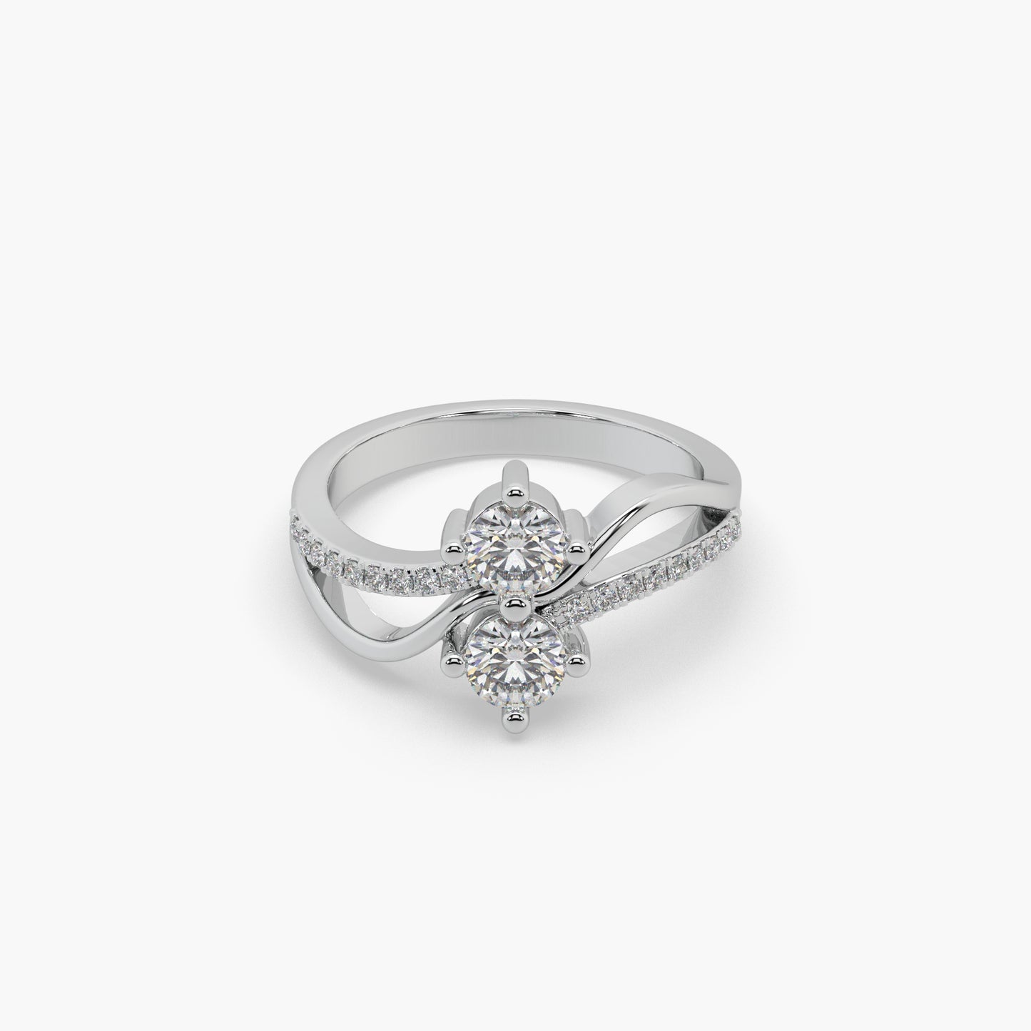 Guru Jewel's Round Diamond Studded Captivating Silver Ring For Her