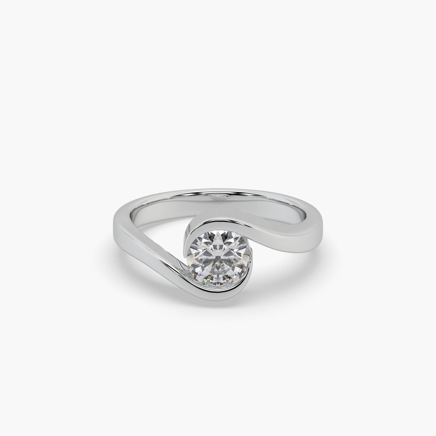 Guru Jewel's Round Solitaire Studded Exclusive Silver Ring For Her