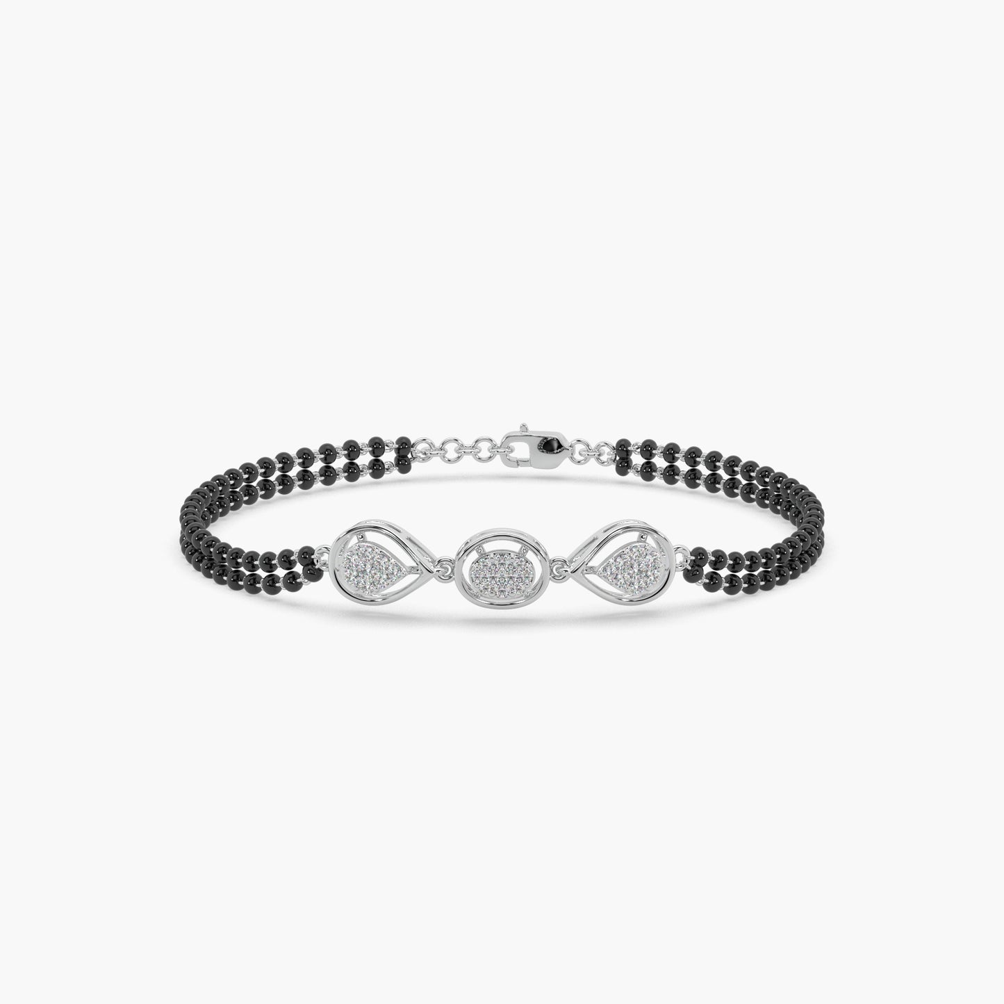 Guru Jewel's Diamond Studded Alluring Silver Mangalsutra Bracelet For Her