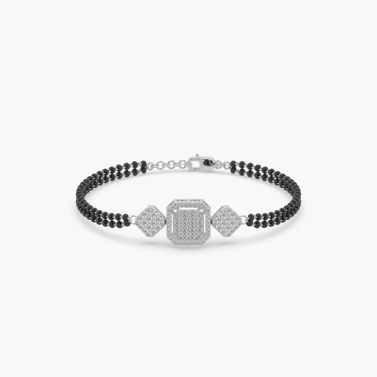 Guru Jewel's Devastating Round Diamond Studded Silver Mangalsutra Bracelet For Her