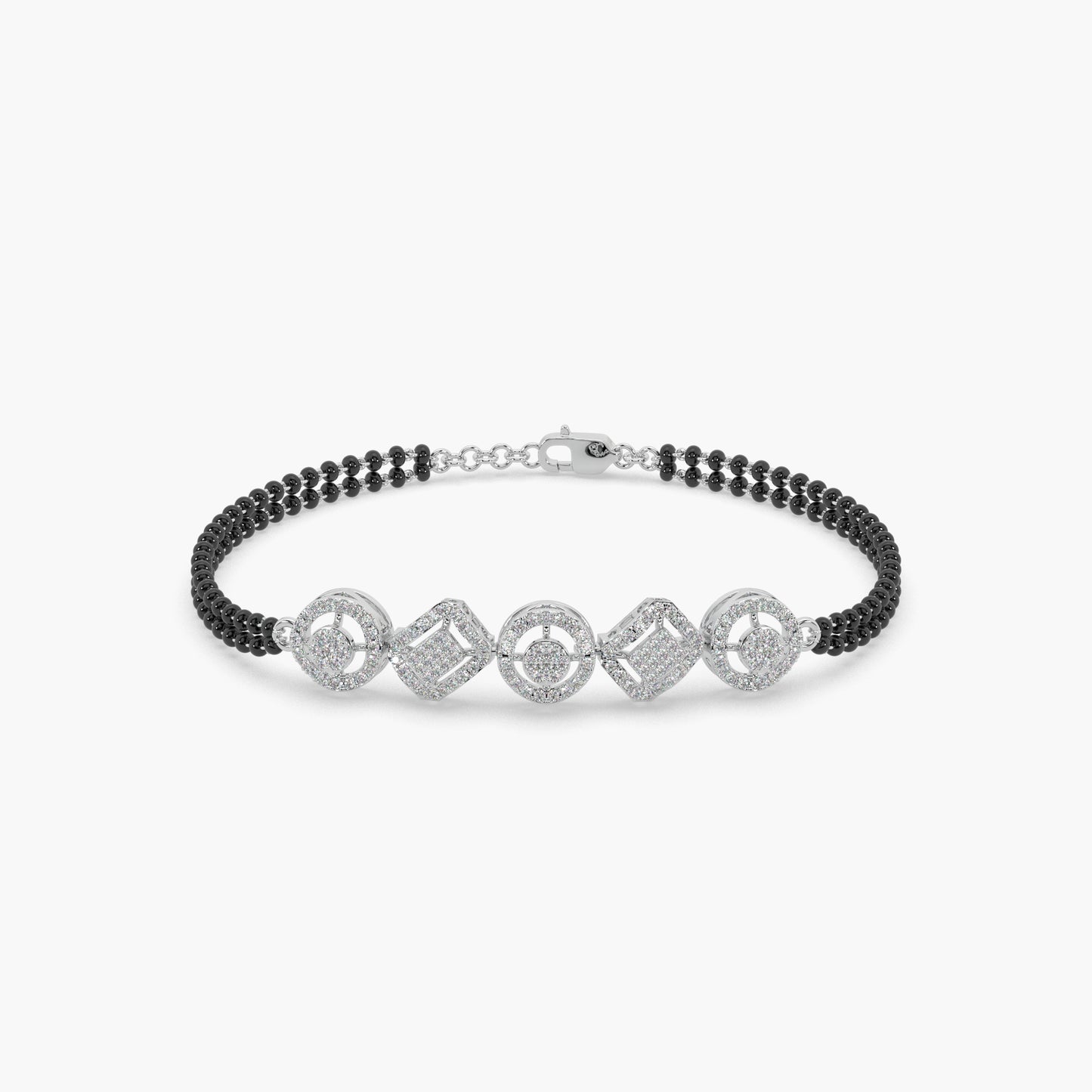 Guru Jewel's Exclusive Diamond Studded Silver Mangalsutra Bracelet For Her