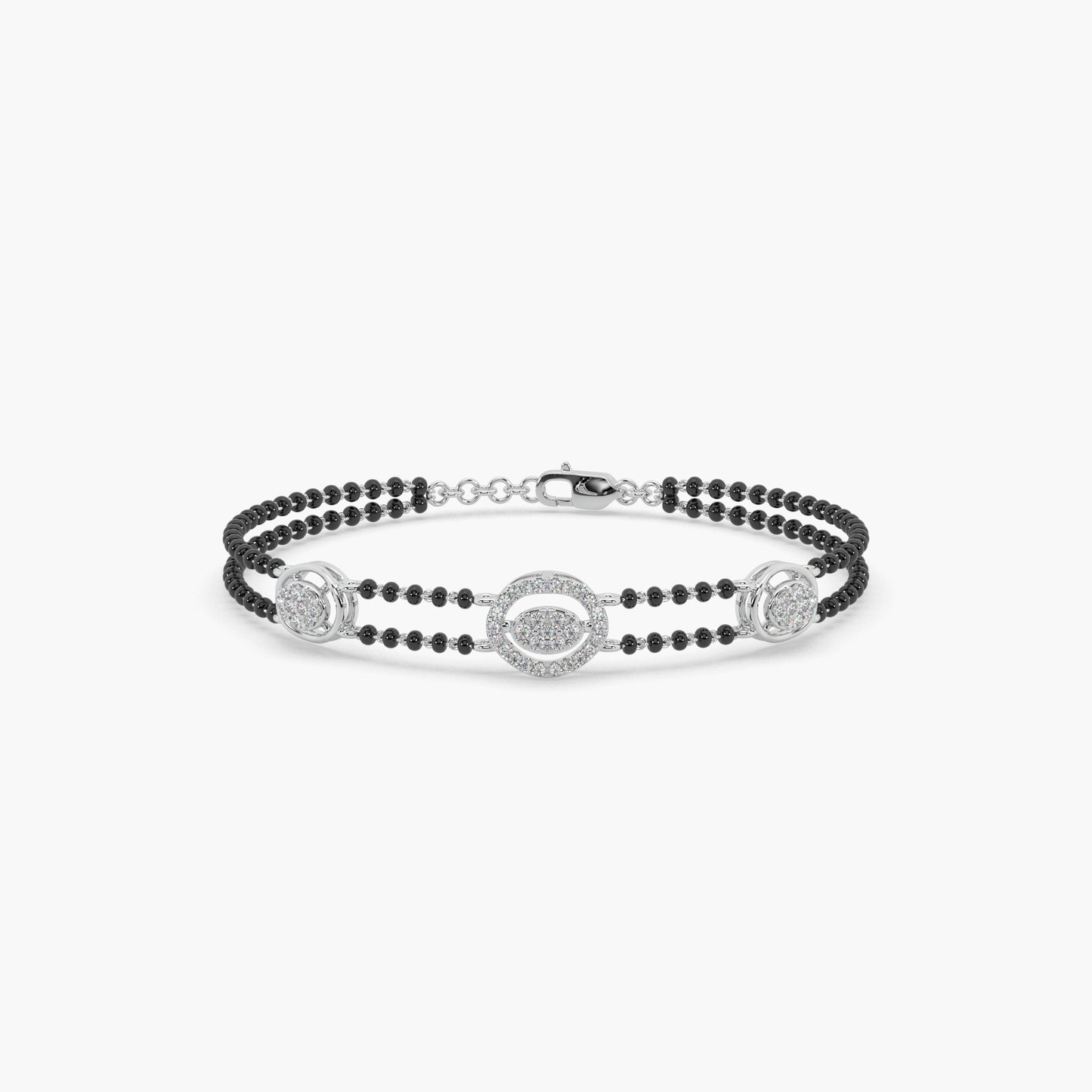 Guru Jewel's Diamond Studded Exclusive Silver Mangalsutra Bracelet For Her