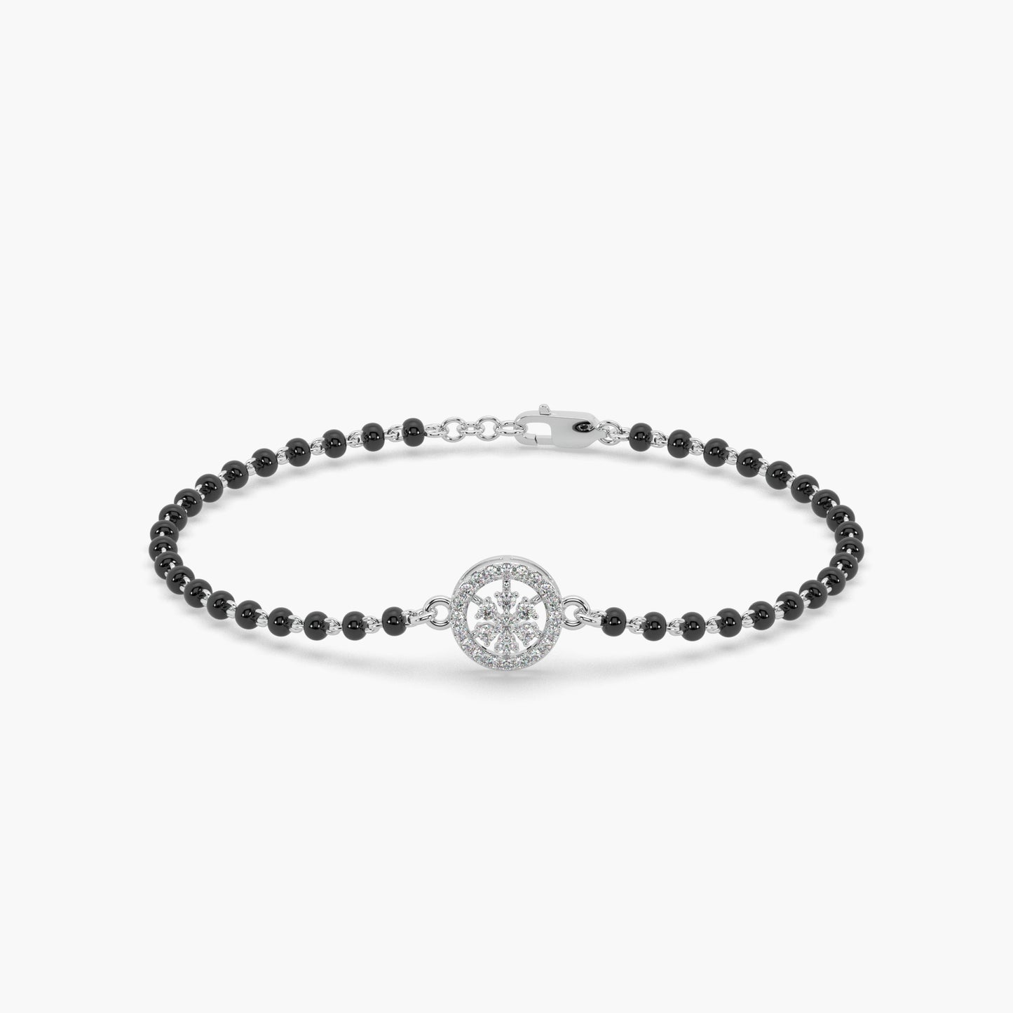 Guru Jewel's Beautiful Diamond Studded Silver Mangalsutra Bracelet For Her
