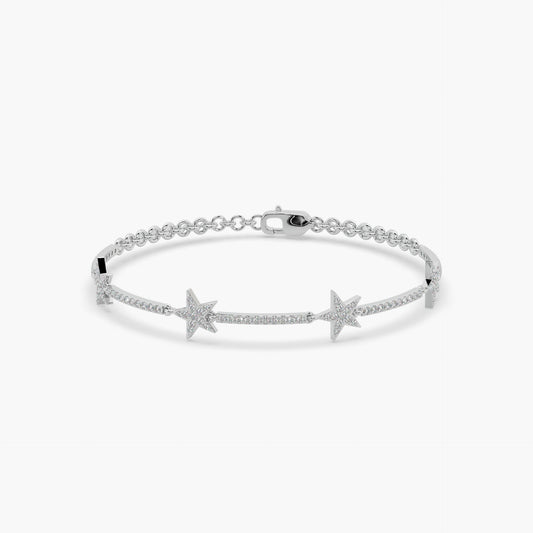 Guru Jewel's Star Shaped Silver Loose Bracelet For Her