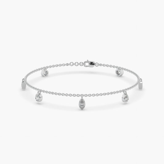 Guru Jewel's Fancy Diamond Studded Exclusive Silver Loose Bracelet For Her