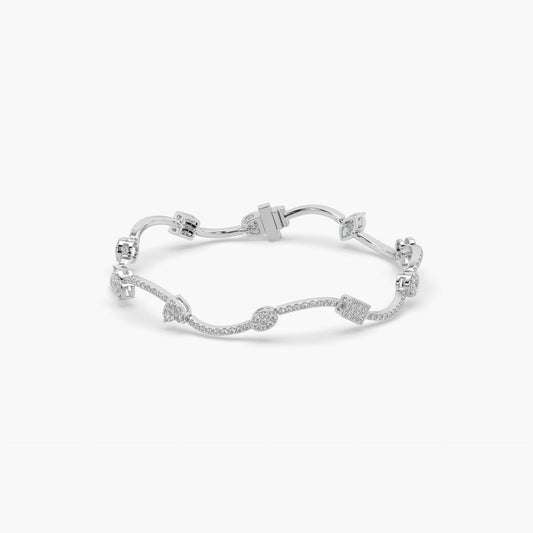 Guru Jewel's Diamond Studded Fascinating Silver Loose Bracelet For Her