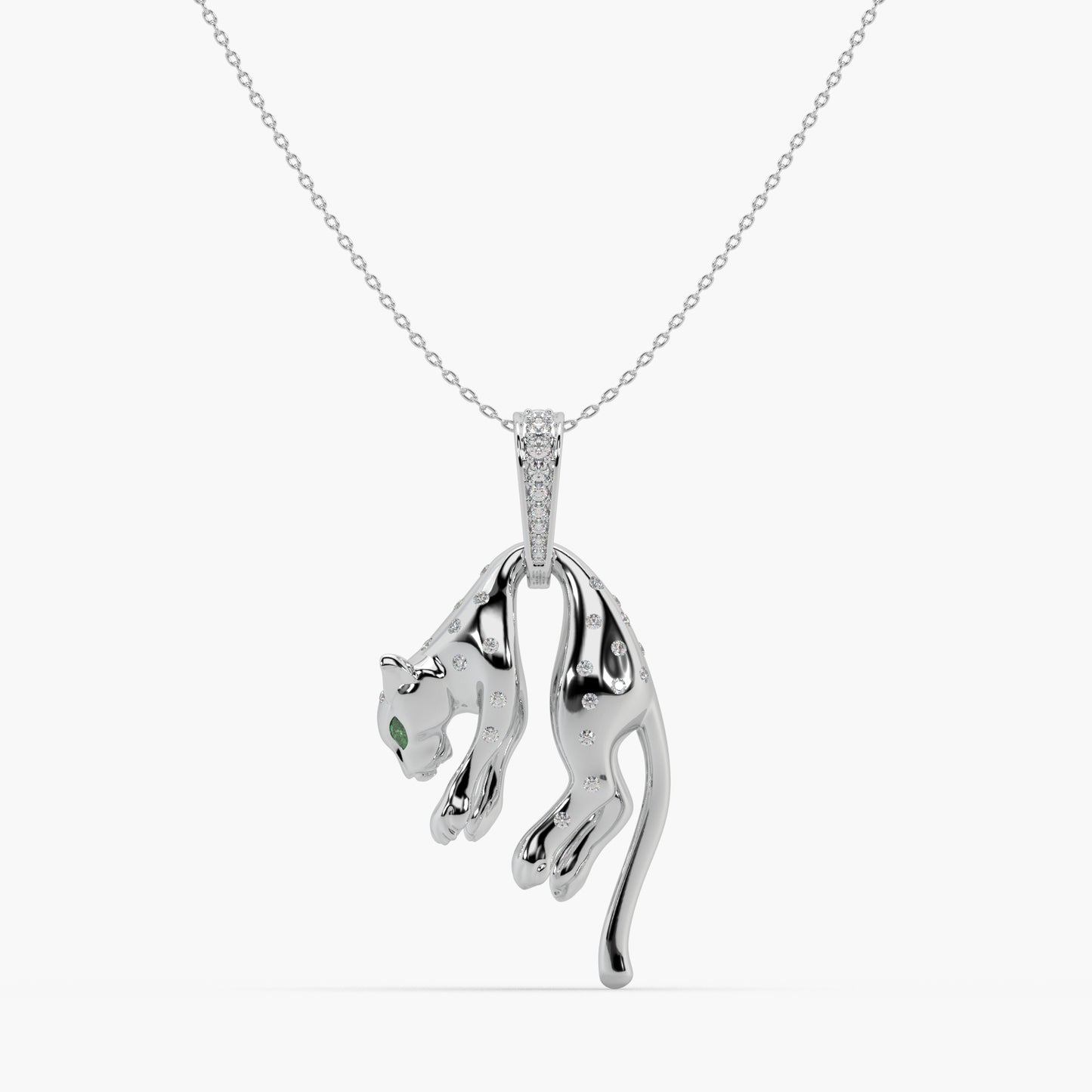 Guru Jewel's Exclusive Jaguar Pattern Diamond Studded Silver Only Pendant