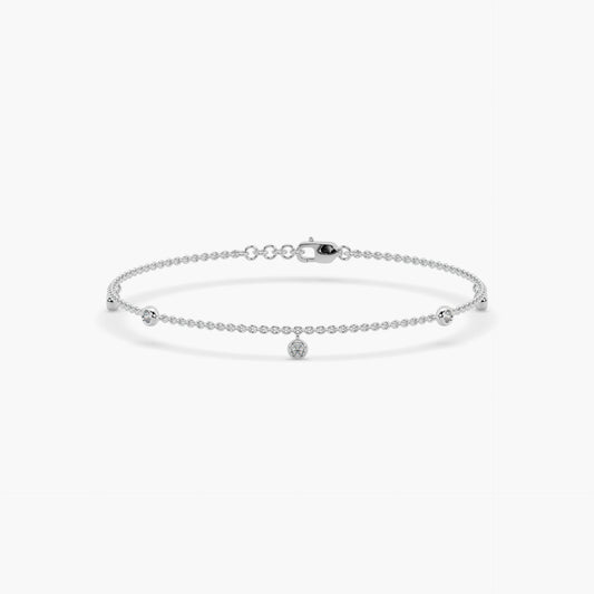 Guru Jewel's Round Diamond Studded Fascinating Silver Loose Bracelet For Her