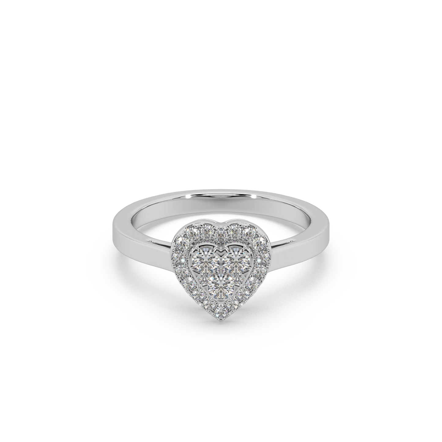 Alluring Heart Shape 925 Silver Moissanite Studded Ladies Ring For Her