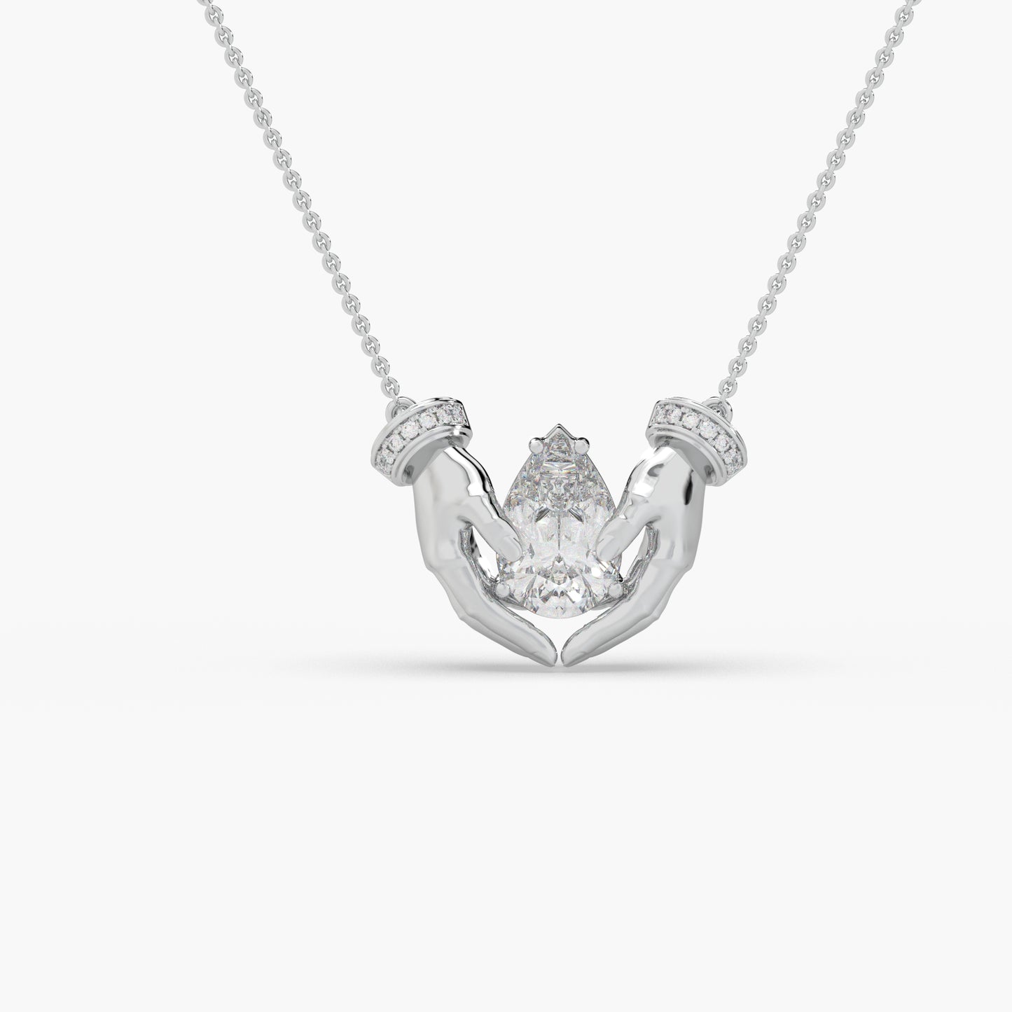 Guru Jewel's Pear Shaped Diamond Studded Silver Only Pendant For Her