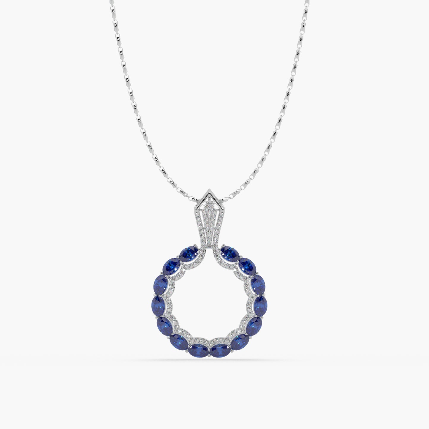 Guru Jewel's Astonishing Blue Sapphire And Diamond Studded Only Pendant For Her