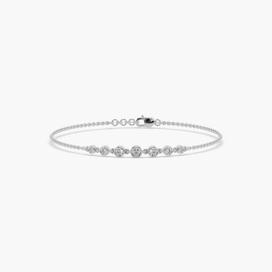 Guru Jewel's Round Diamond Studded Exclusive Silver Bracelet For Her