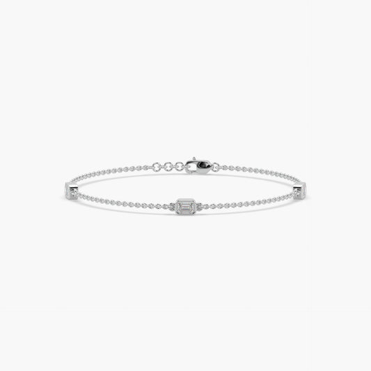 Guru Jewel's Fascinating Fancy Shaped Diamond Studded Silver Bracelet For Her
