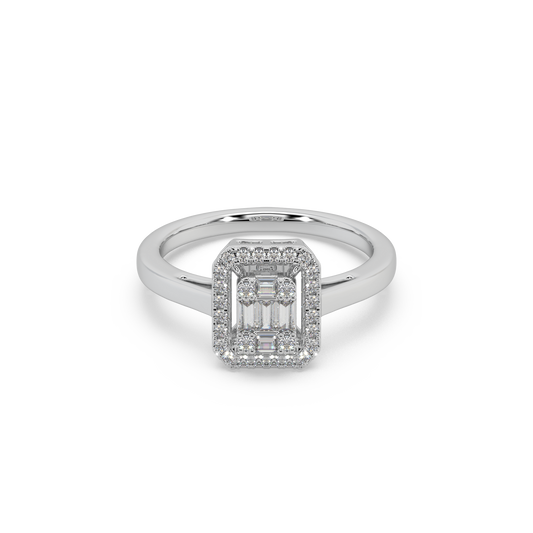 Devastating 925 Silver And Round Diamond Studded Ladies Ring For Her
