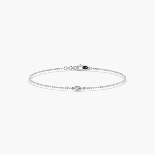 Guru Jewel's Fancy Pear Shaped Diamond Studded Silver Loose Bracelet For Her