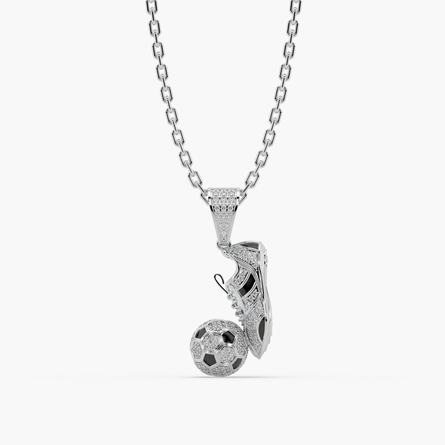 Guru Jewel's Football Special Diamond Studded Silver Only Pendant