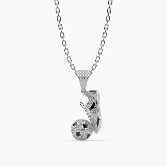 Guru Jewel's Football Special Diamond Studded Silver Only Pendant