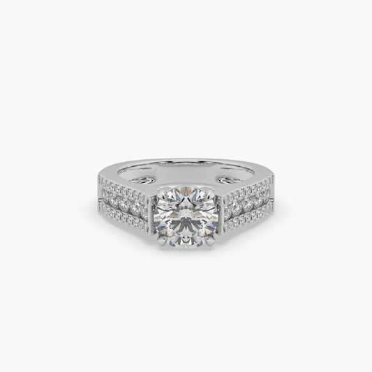 Guru Jewel's Round Solitaire Diamond Studded Silver Ring For Her